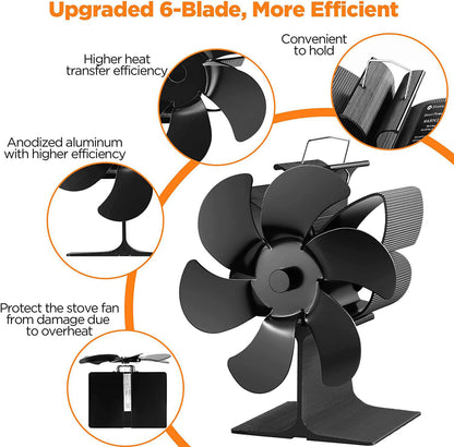 6-Blade Eco-Friendly Wood Stove Air Circulator