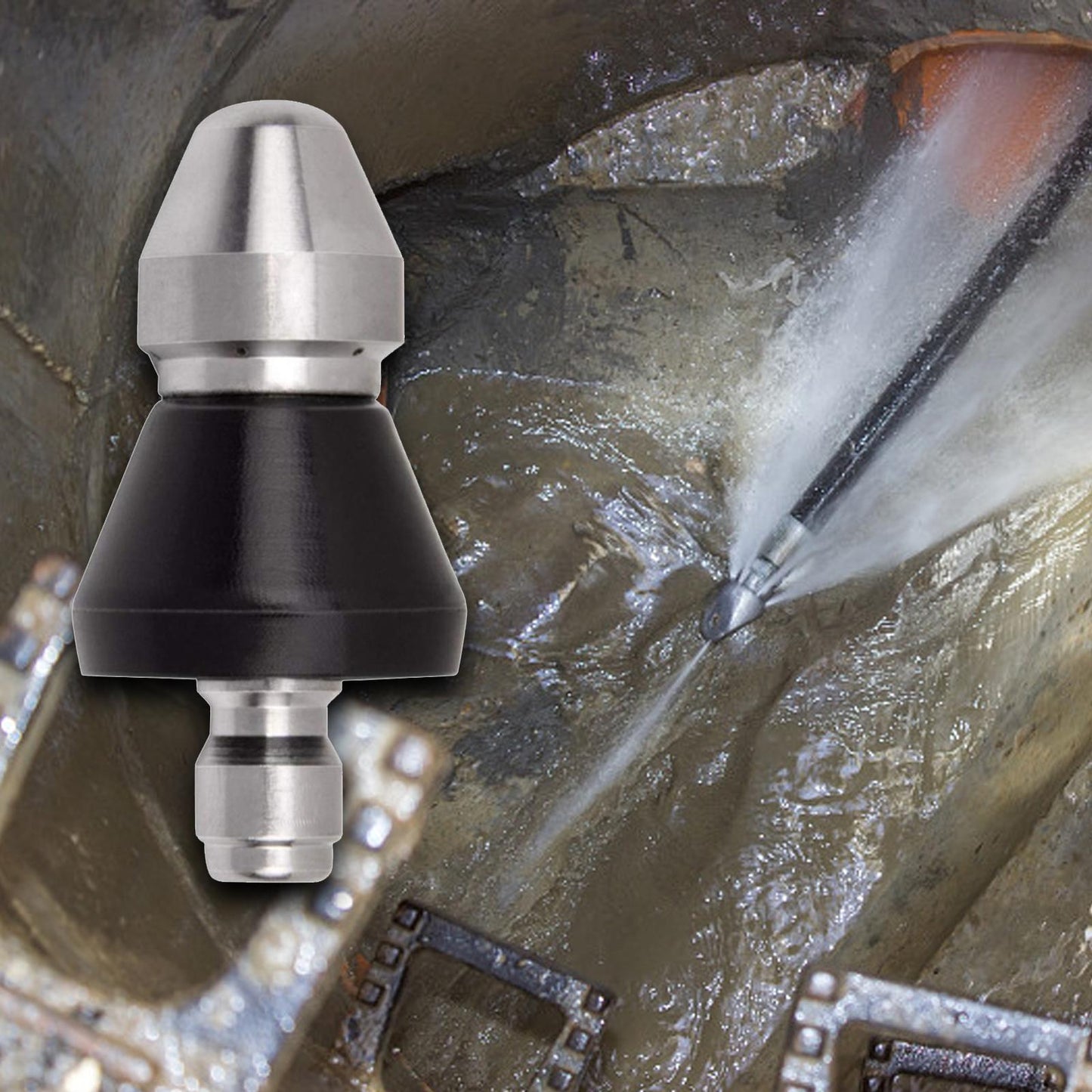 High-Pressure Drain Cleaning Nozzle – Stainless Steel Sprayer for Quick Pipe Unblocking