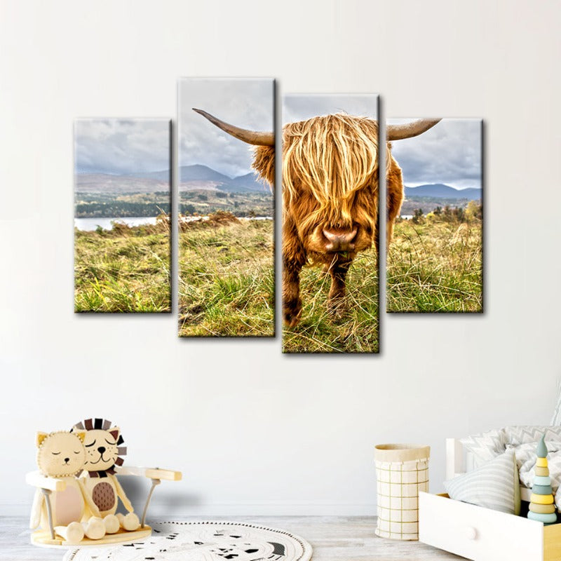 Charming Cow Canvas Art Set – 4 Stunning Pieces for Your Walls