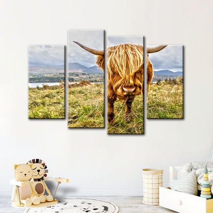 Charming Cow Canvas Art Set – 4 Stunning Pieces for Your Walls