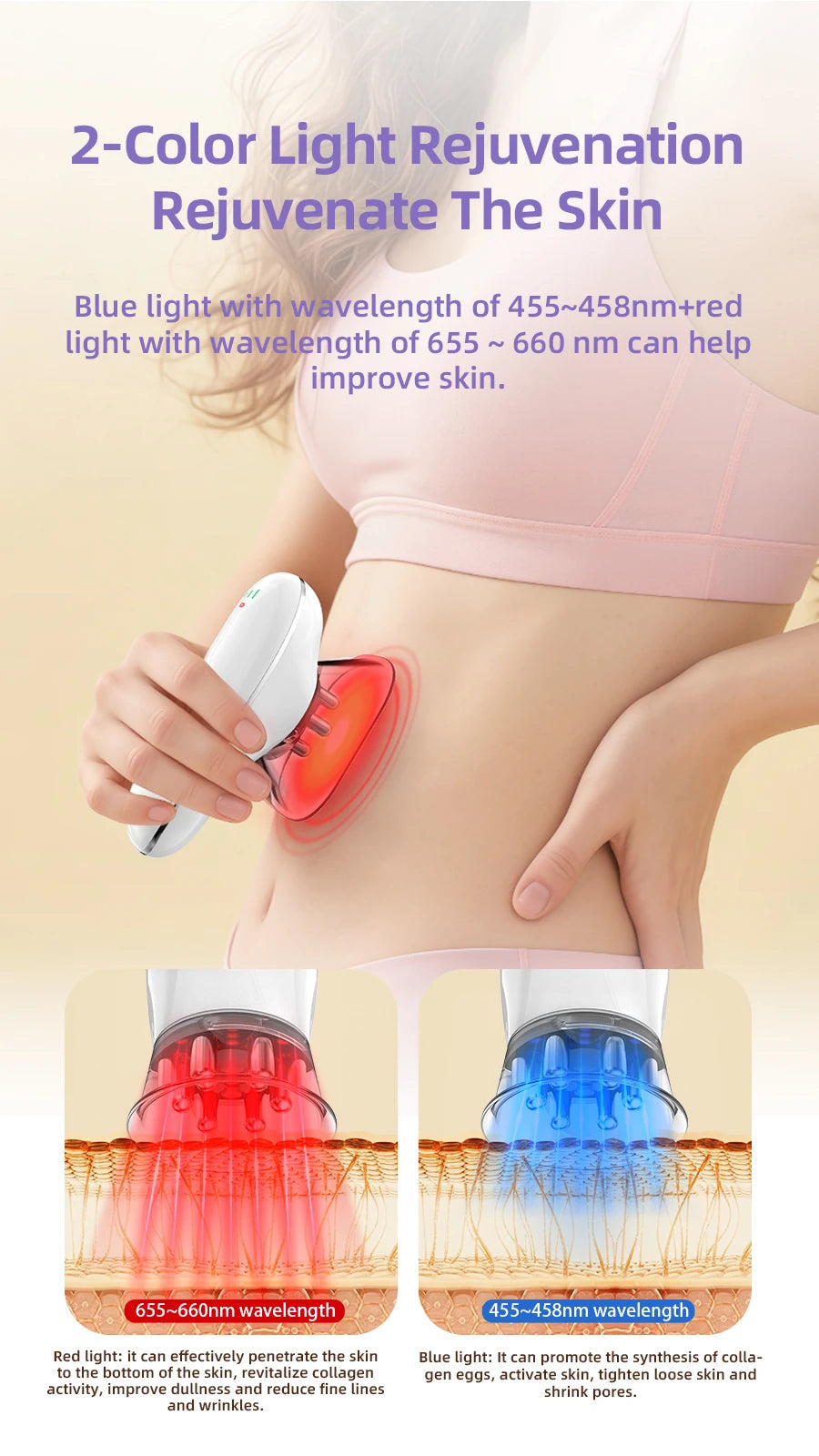 Microcurrent Suction Therapy Device with LED Light - Square & Round Cups, Auto-Off