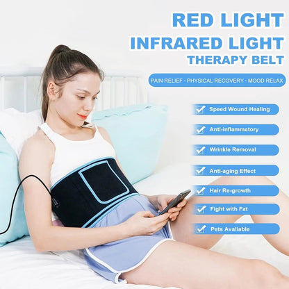 Infrared Waist Wrap with Red Light Therapy – 660nm 850nm for Pain Relief and Recovery