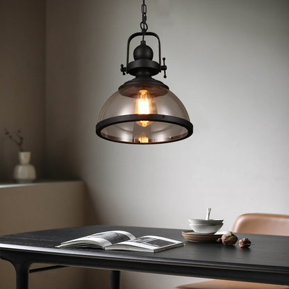 Industrial Retro Pendant Ceiling Light with Antique Glass and Iron Design