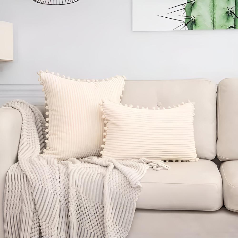 Cozy Textured Throw Pillow Cover with Fun Accents