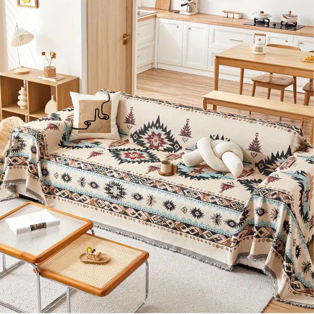 Elegant Chenille Sofa Protector with Artistic Design