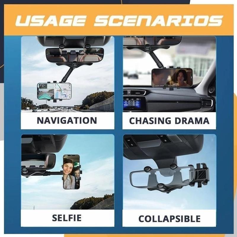 Adjustable Car Mirror Smartphone Mount | Fits Devices Up to 6.5 Inches | Conveniently Collapsible Design