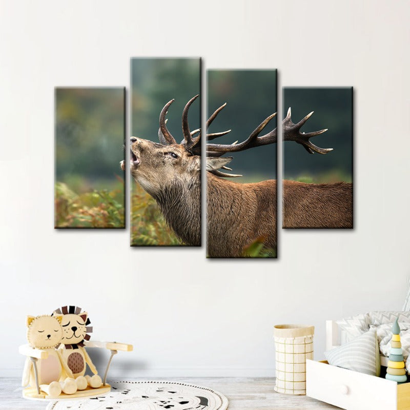 Majestic Elk Quartet - Nature-Inspired Canvas Artwork