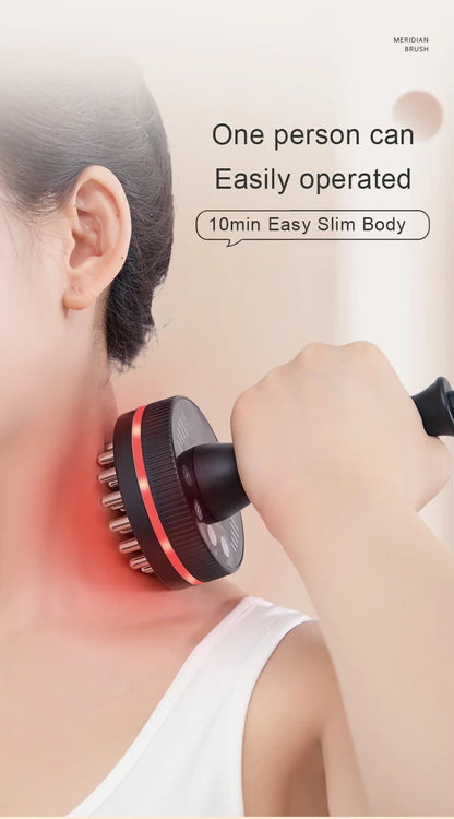 Heat-Enabled Electric Gua Sha Massager | Microcurrent Massage Brush for Back, Arms, Legs & Muscle Relief