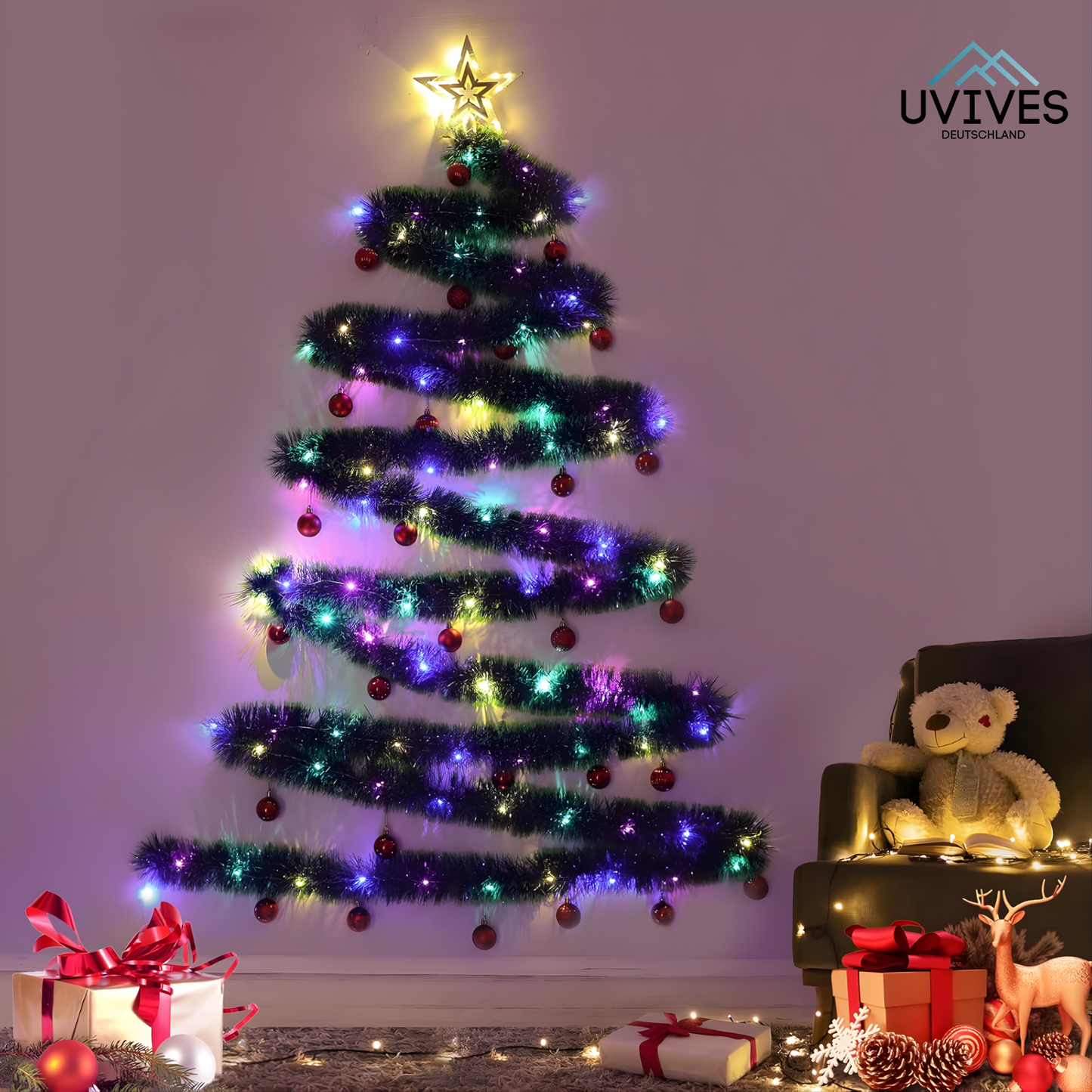 Space-Saving Christmas Tree for Any Wall