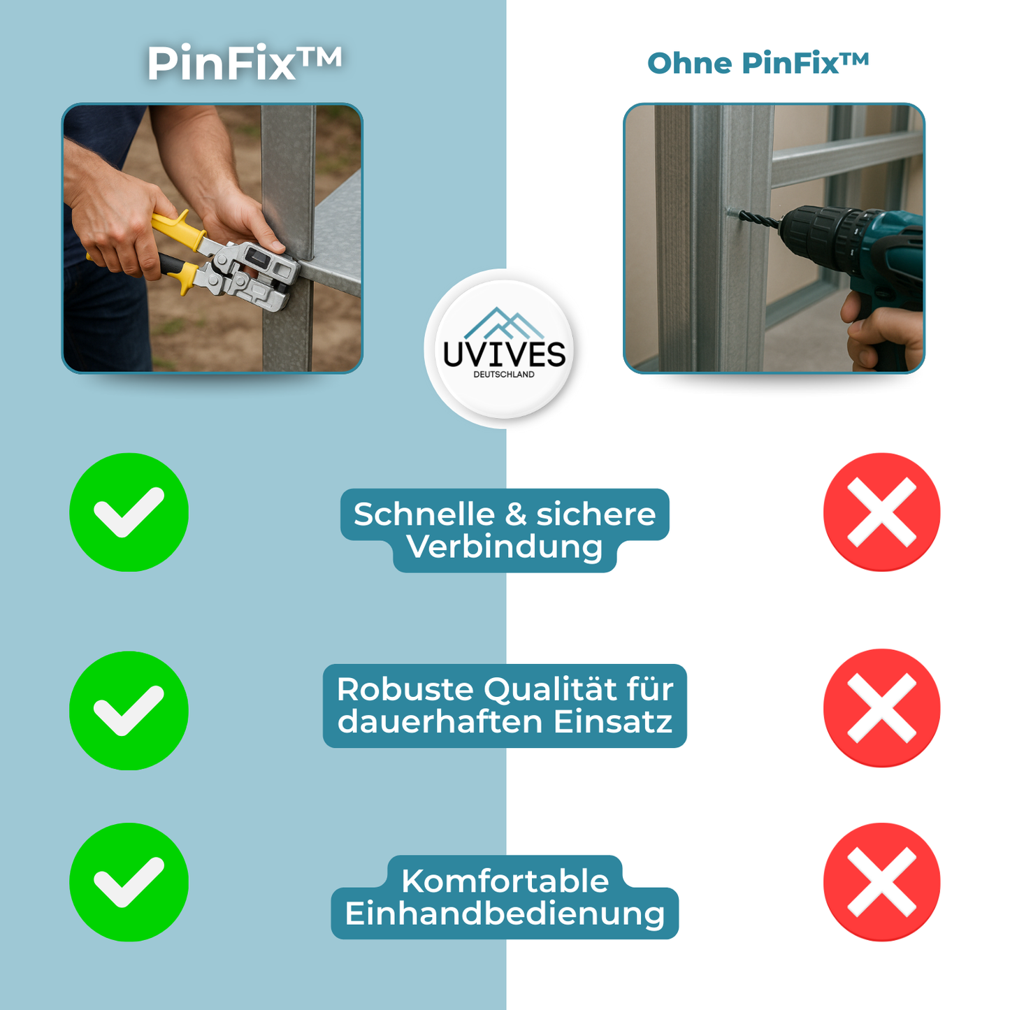 Strong Connections Without Screws in Seconds – Includes 100 Pins