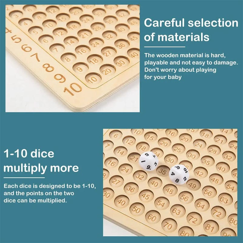 Math Mastery Game - Wooden Multiplication Board for Kids