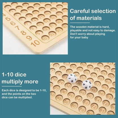 Math Mastery Game - Wooden Multiplication Board for Kids