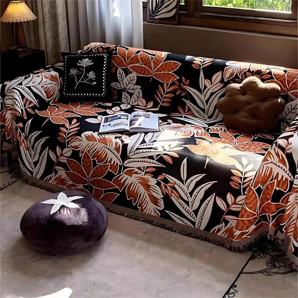 Chic Vintage Chenille Sofa Protector with Tassels
