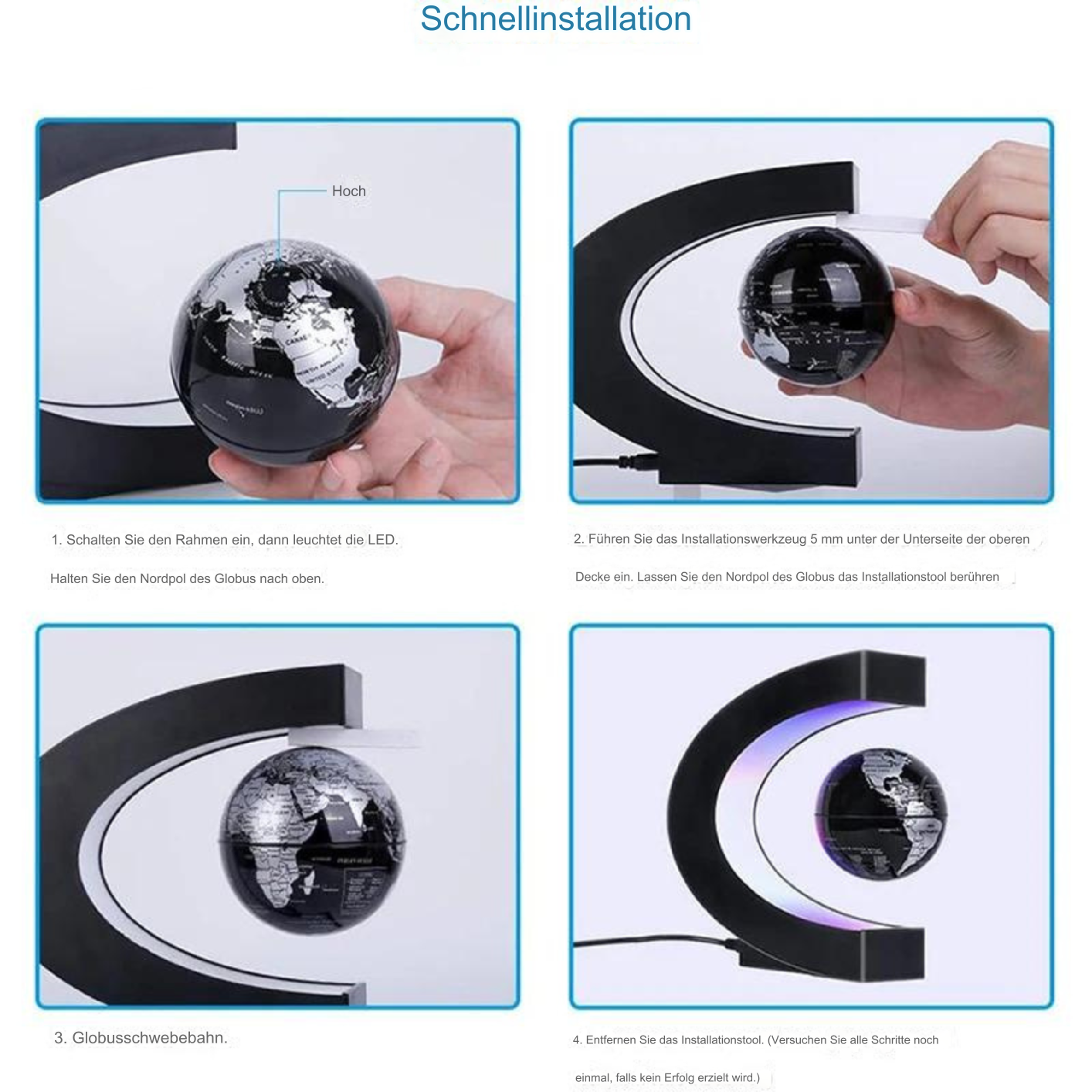 LED World Globe with Magnetic Suspension – Floating Globe Lamp