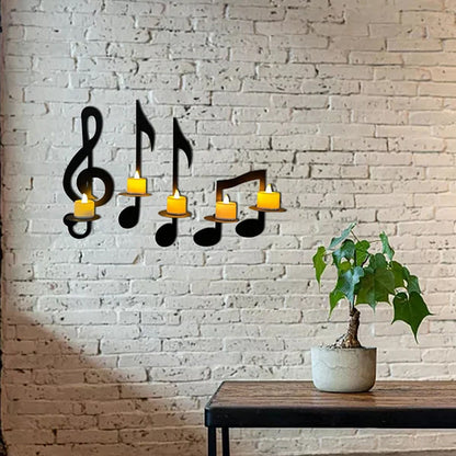 Music Note Shaped Wall Light in Black