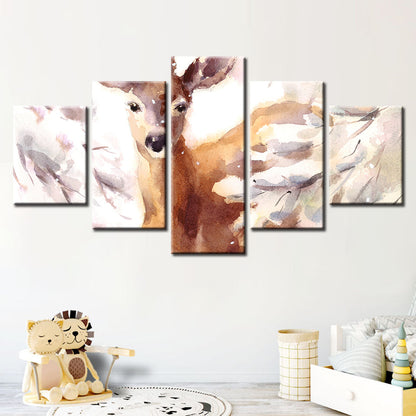 Serene Forest Fable - 5-Piece Canvas Art Set