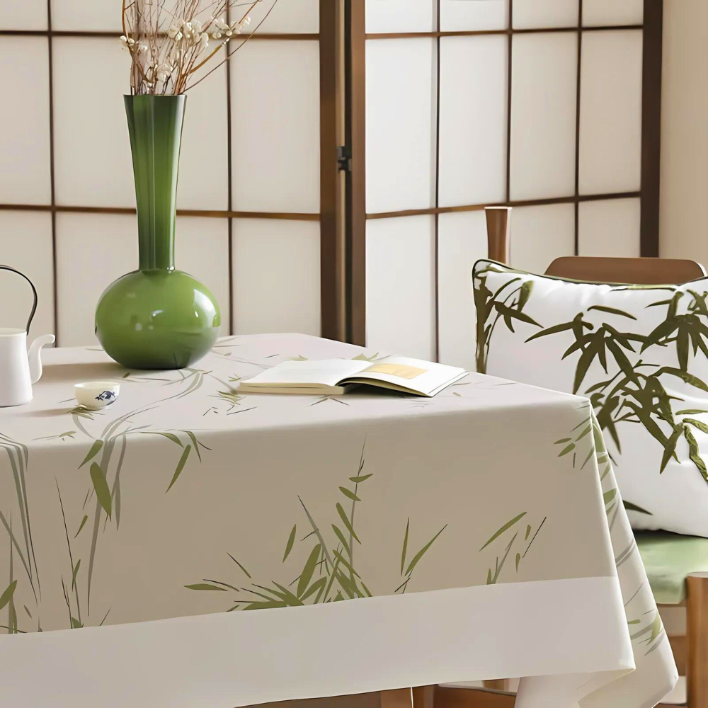 Tranquil Bamboo-Design Table Cover for a Peaceful Dining Experience
