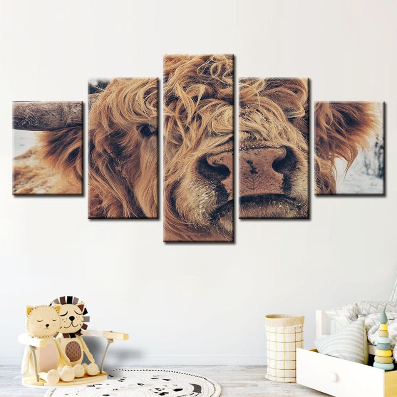 Charming Cow Canvas Art Set - 5 Panels for Stunning Decor