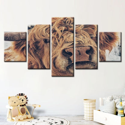 Charming Cow Canvas Art Set - 5 Panels for Stunning Decor