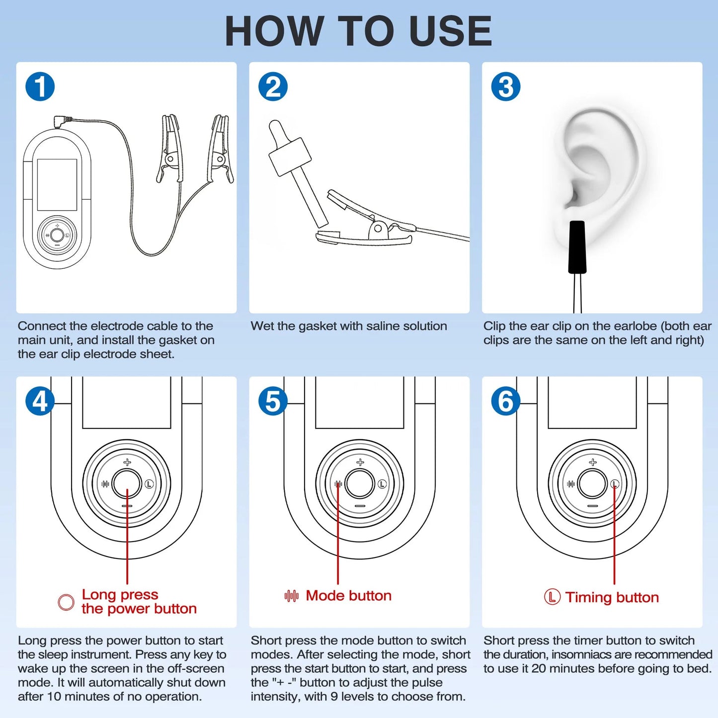 Microcurrent Ear Clips with 3 Modes, 9 Intensities, 1000mAh Battery & Case