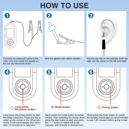 Microcurrent Ear Clips with 3 Modes, 9 Intensities, 1000mAh Battery & Case