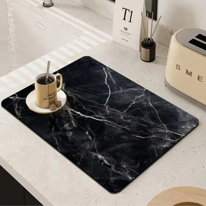 Elegant Marble Design Drying Mat for Effortless Cleanup