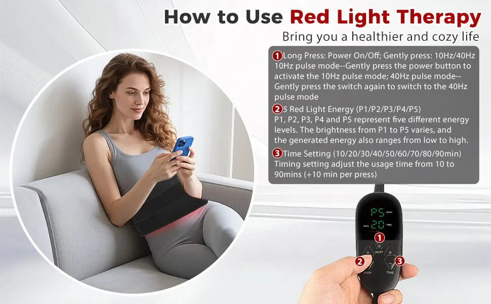 Infrared Heating Wrap with Remote Control | 210 LEDs 660nm 850nm Red Light Therapy