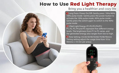 Infrared Heating Wrap with Remote Control | 210 LEDs 660nm 850nm Red Light Therapy