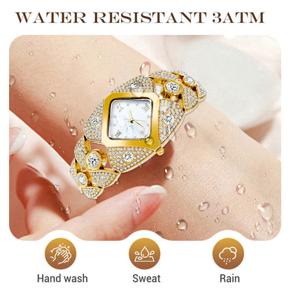 Chic Vintage Women's Watch with Natural Stone Dial