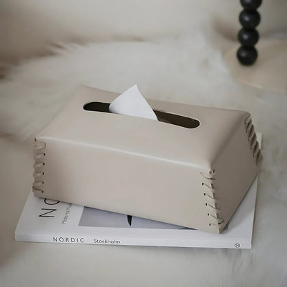 Chic Faux Leather Tissue Box Organizer