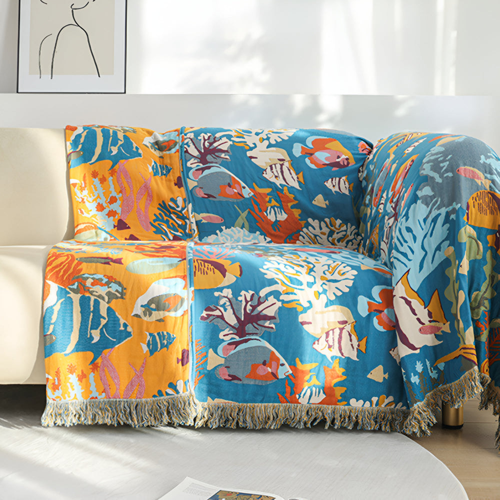 Ocean Breeze Cotton Throw for Year-Round Enjoyment