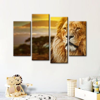 Majestic Lion Canvas Art Set - 4 Piece Collection