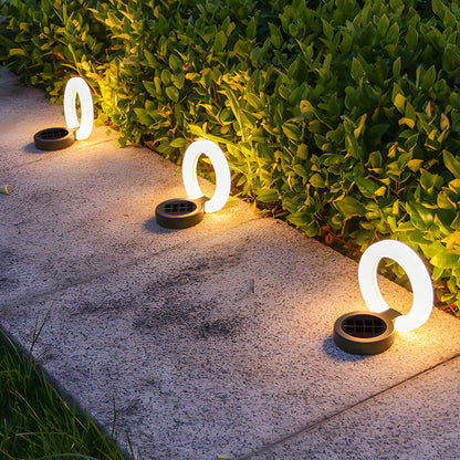 Set of 4 Round Solar-Powered Foldable Deck Lights - Contemporary Outdoor Disks