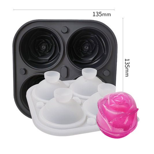 Elegant Floral Ice Cube Maker with 4 Compartments