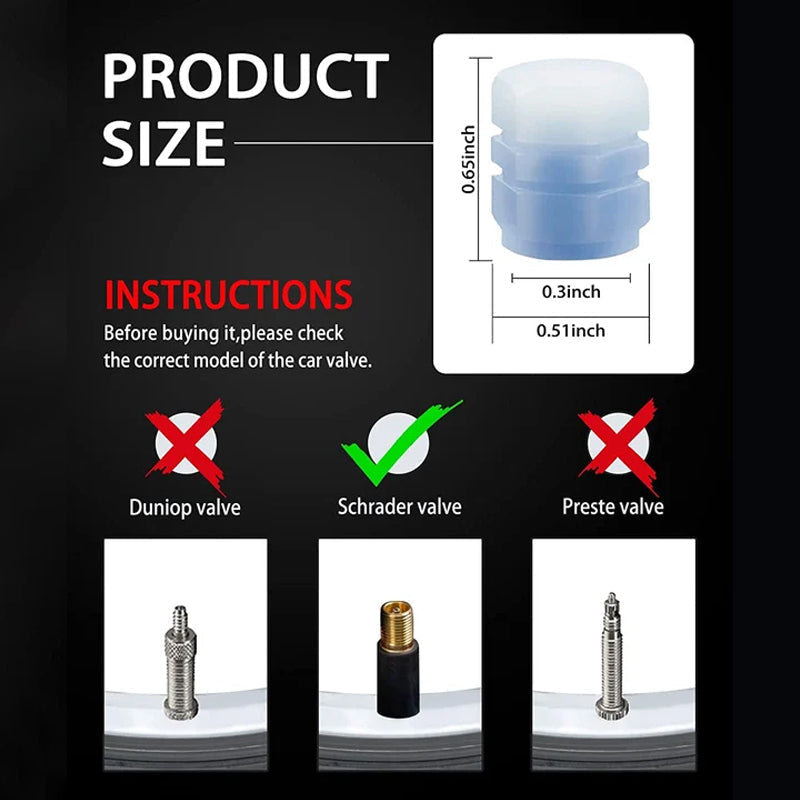 Set of 4 Universal Fluorescent Tire Valve Caps
