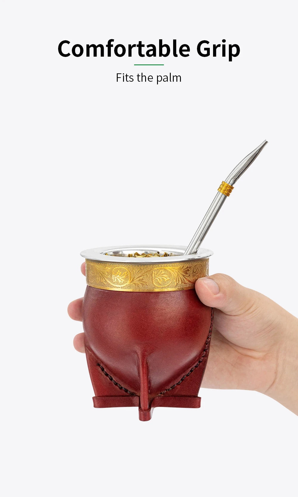Stainless Steel Yerba Mate Set - Gold Cup, Bombilla Straw, Cleaning Brush