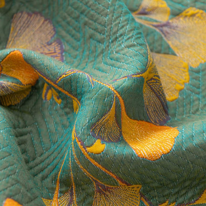 Elegant Reversible Coverlet with Ginkgo Leaf Design