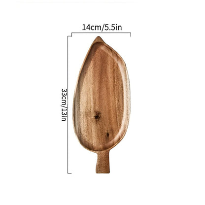 Nature-Inspired Wooden Leaf Serving Tray