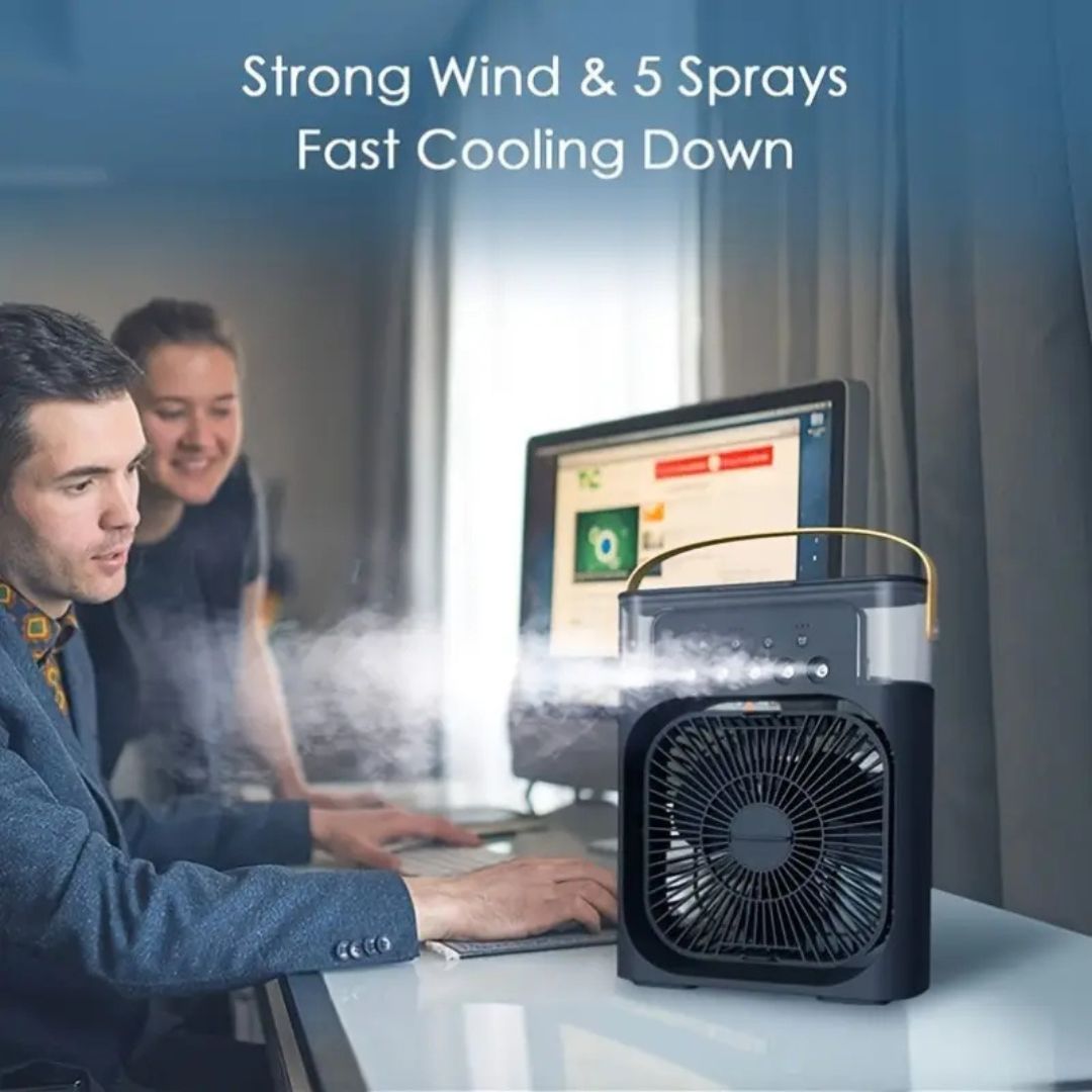 Portable 3-in-1 Air Cooler and Humidifier with Adjustable Fan Speeds