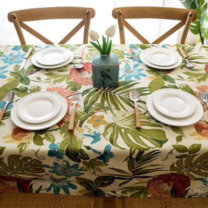 Tropical Leaf Design Cotton Table Cover