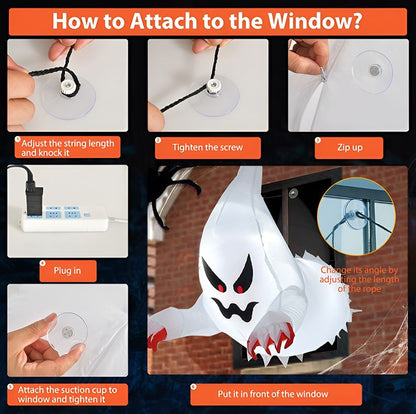 Inflatable Ghost with LED Eyes for Spooky Decor
