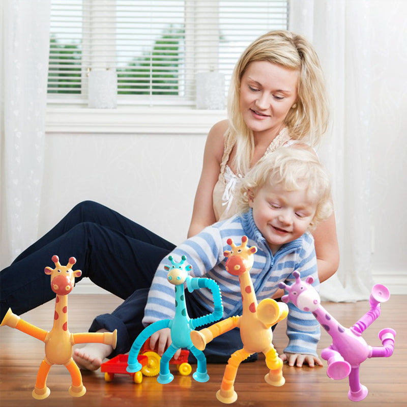 Stretchy Giraffe Toy with Suction Cup - Flexible Animal Plaything