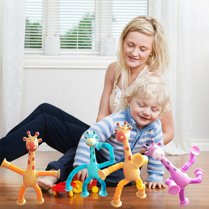 Stretchy Giraffe Toy with Suction Cup - Flexible Animal Plaything