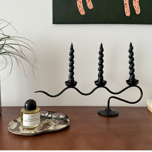 Elegant Tri-Branch Iron Candle Stand for Stunning Ambiance