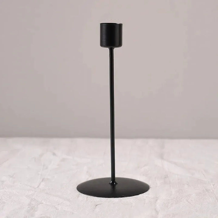 Nordic Style Metal Candlestick with Curved Stem in Gold for Taper Candles - 15.5 cm (6.1 in) Table and Shelf Decor