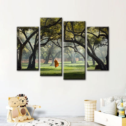 Serene Monk Journey - 4-Piece Canvas Art Set
