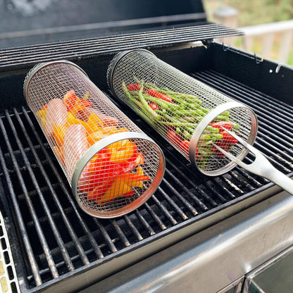 Stainless Steel 360° BBQ Grill Basket | Buy One Get One Free | Even Cooking for Meat, Vegetables & Smoking