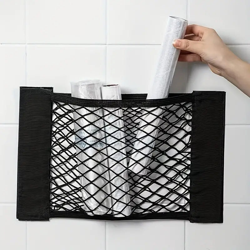 Smart Storage Net for Plastic Bags with Adhesive Tape