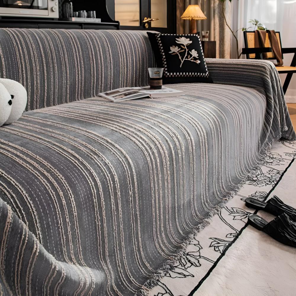 Chic Striped Chenille Sofa Protector