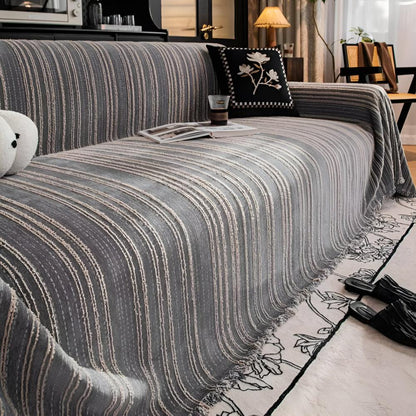 Chic Striped Chenille Sofa Protector